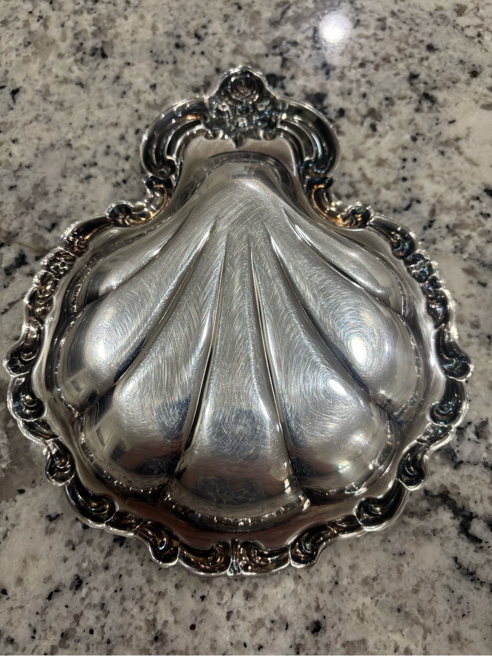 Vintage Ornate Silver Plated Clamshell Trinket Dish Shell Jewelry Tray VTG - Picture 6 of 11
